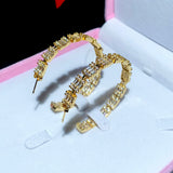 50mm Hoop Earrings CZ Paved Geometric Statement Jewelry