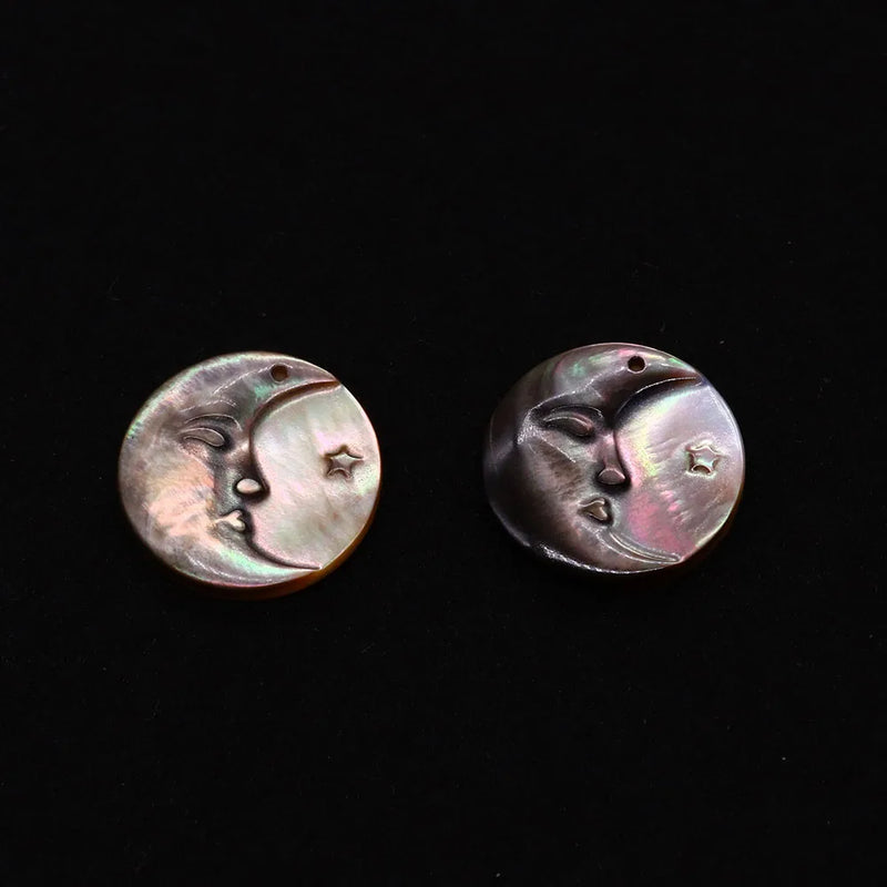 Mother of Pearl Shell Carving Moon Pendant Charm for DIY Jewelry Making