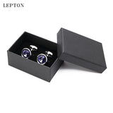 Round Purple Crystal Cufflinks for Men's Shirt, Low-key Groom Wedding Cufflinks