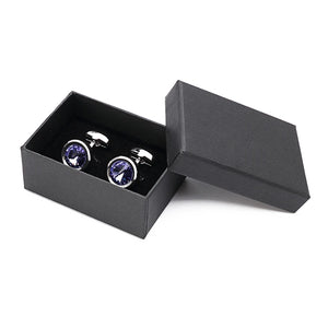 Round Purple Crystal Cufflinks for Men's Shirt, Low-key Groom Wedding Cufflinks