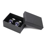Round Purple Crystal Cufflinks for Men's Shirt, Low-key Groom Wedding Cufflinks