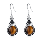 Sterling Silver Rhodochrosite Tiger Eye Pendant Earrings