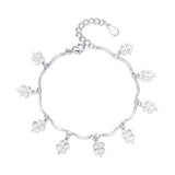 S925 Sterling Silver Bracelet Lucky Clover Delicate Women Wedding