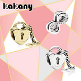 S925 Silver Heart Beaded Key Chain Bracelet Necklace DIY Jewelry