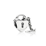 S925 Silver Heart Beaded Key Chain Bracelet Necklace DIY Jewelry
