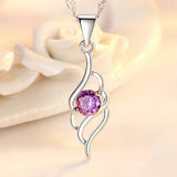 S925 Silver Zircon Wing Pendant Necklace Women's Wedding Jewelry