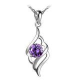 S925 Silver Zircon Wing Pendant Necklace Women's Wedding Jewelry