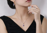 S925 Silver Zircon Wing Pendant Necklace Women's Wedding Jewelry