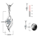 S925 Silver Zircon Wing Pendant Necklace Women's Wedding Jewelry