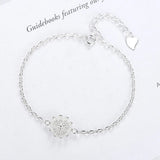 S925 Sterling Silver Sunflower Bracelet Wedding Jewelry Gift