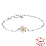 S925 Sterling Silver Sunflower Bracelet Wedding Jewelry Gift