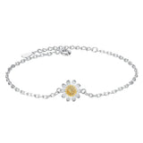 S925 Sterling Silver Sunflower Bracelet Wedding Jewelry Gift