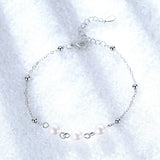 S925 Sterling Silver 3 Pearl Bracelet Delicate Wedding Jewelry