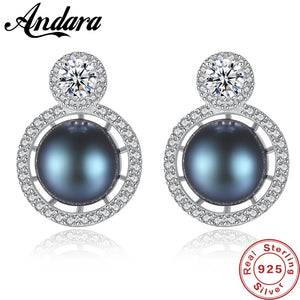 S925 Silver Pearl Earrings CZ Zircon Woman Earring