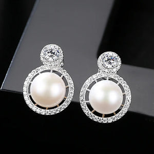 S925 Silver Pearl Earrings CZ Zircon Woman Earring