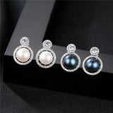 S925 Silver Pearl Earrings CZ Zircon Woman Earring
