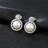 S925 Silver Pearl Earrings CZ Zircon Woman Earring