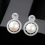 S925 Silver Pearl Earrings CZ Zircon Woman Earring