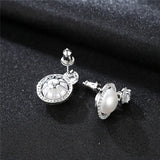 S925 Silver Pearl Earrings CZ Zircon Woman Earring