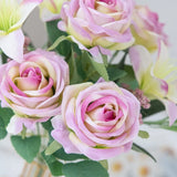 Silk Rose Lily Bouquet Artificial Flowers Christmas Wedding Home DIY Decoration