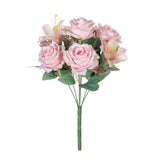Silk Rose Lily Bouquet Artificial Flowers Christmas Wedding Home DIY Decoration