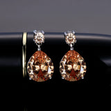 Silver Citrine Water Drop Earrings for Women - Anniverary Gift