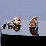 Silver Citrine Water Drop Earrings for Women - Anniverary Gift