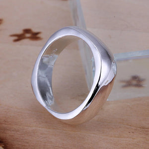 Silver 925 Square Round Finger Rings For Women Men