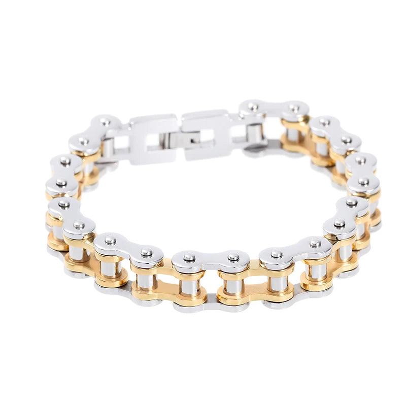 Silver Stainless Steel Motorcycle Chain Men Bracelet