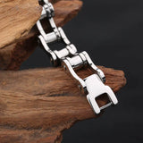 Silver Stainless Steel Bike Chain Bracelet Men's Bangle