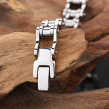 Silver Stainless Steel Bike Chain Bracelet Men's Bangle