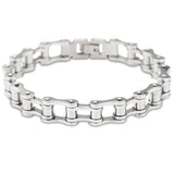 Silver Stainless Steel Bike Chain Bracelet Men's Bangle
