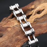 Silver Stainless Steel Bike Chain Bracelet Men's Bangle