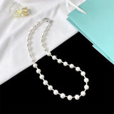 Silver Mussel Pearl Round Tube Ring Necklace Women Jewelry