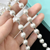 Silver Mussel Pearl Round Tube Ring Necklace Women Jewelry