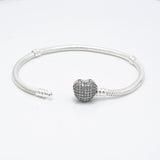 Silver Plated Heart Chain Bead Charm Bracelet