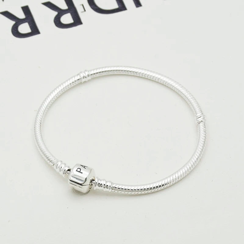 Silver Plated Heart Chain Bead Charm Bracelet