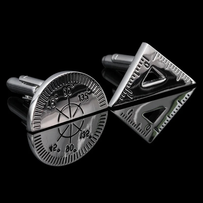 High Silvery Protractor&Triangle Rule Mix Cufflinks for mens cuff links Gemelos