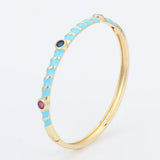 Colorful Oil Drip Bamboo Bracelet Copper Zirconia Bangle