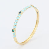 Colorful Oil Drip Bamboo Bracelet Copper Zirconia Bangle