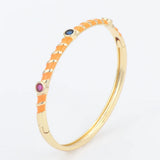 Colorful Oil Drip Bamboo Bracelet Copper Zirconia Bangle