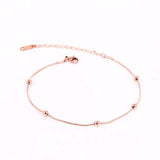 Snake Bone Chain 5 Bead Anklet Stainless Steel Rose Anklet 20cm + 5cm