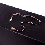 Snake Bone Chain 5 Bead Anklet Stainless Steel Rose Anklet 20cm + 5cm