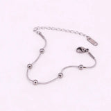 Snake Bone Chain 5 Bead Anklet Stainless Steel Rose Anklet 20cm + 5cm