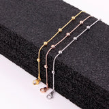 Snake Bone Chain 5 Bead Anklet Stainless Steel Rose Anklet 20cm + 5cm