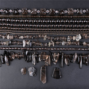 High Smoky Quartz Stone Bead Various Shape Crystal Loose Spacer Beads