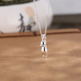 925 Silver Cat Long Tail Necklace S925 Jewelry SCN032