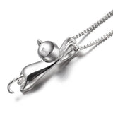 925 Silver Cat Necklace Long Tail Pendant S925 Fine Jewelry