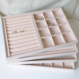 Flannel Jewelry Tray Case Stackable Storage Box