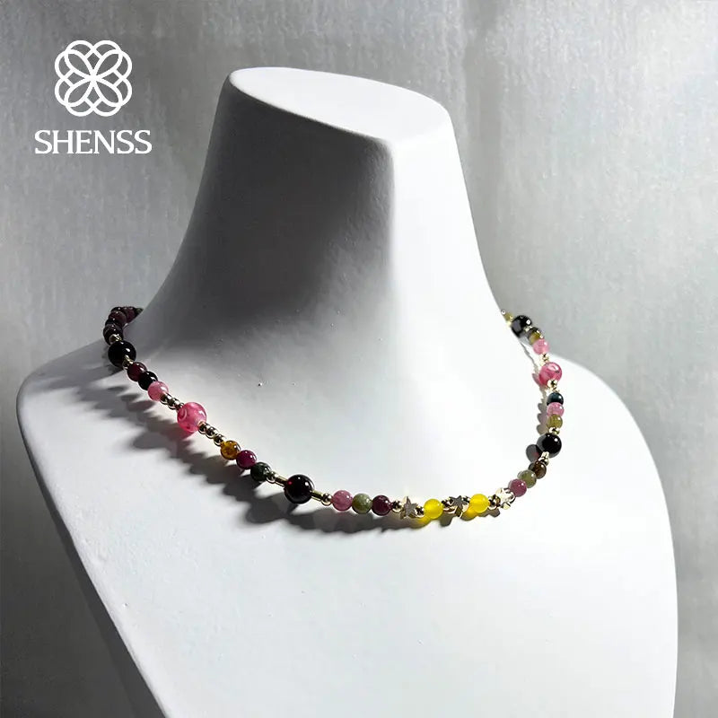 Vintage High Sole Tourmaline/Garnet/Agate Necklace